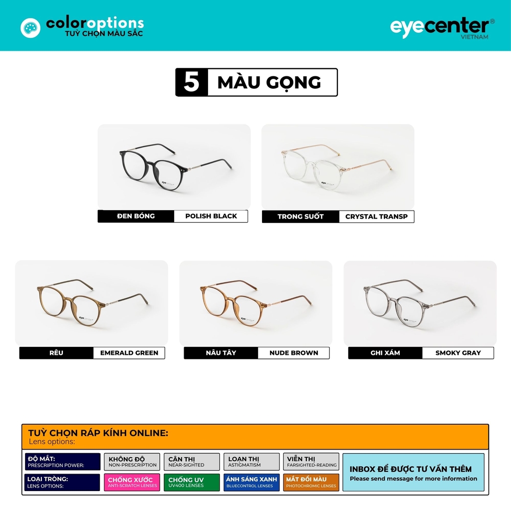 [B105] Gọng kính cận nam nữ chính hãng EYECENTER nhiều màu 01257