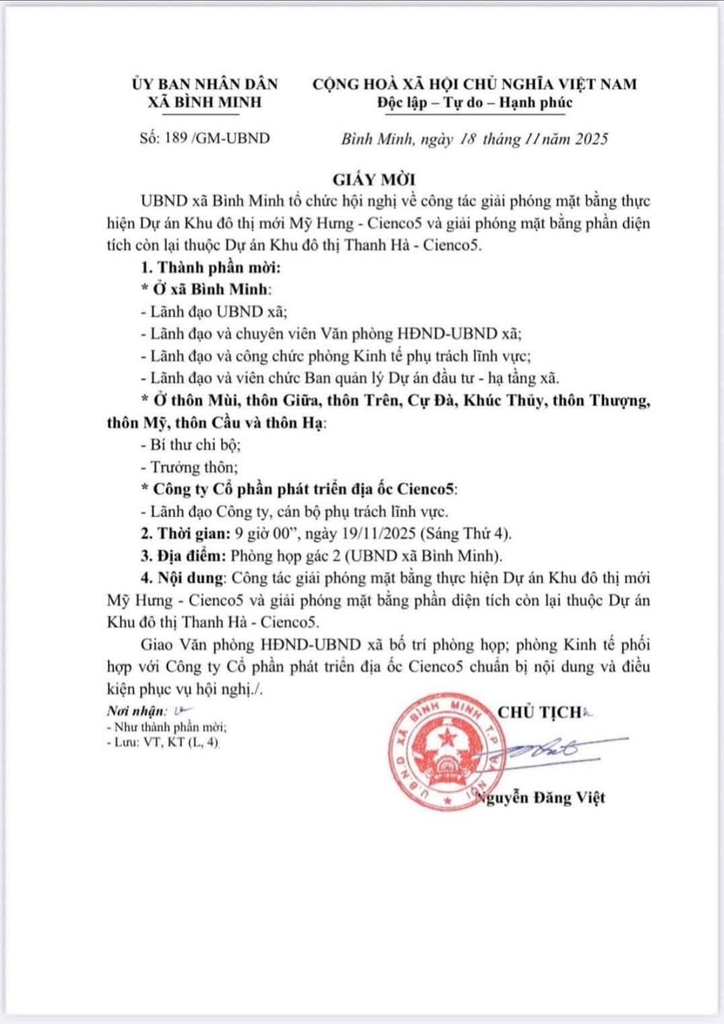 Tin họp giải phóng mặt bằng Mỹ Hưng