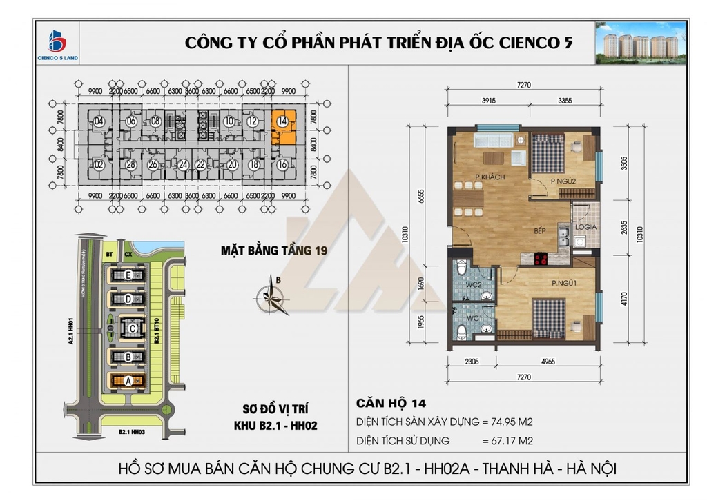 căn hộ tầng pen 115m2 view hồ 5 tòa mới KĐT Thanh Hà Cienco5