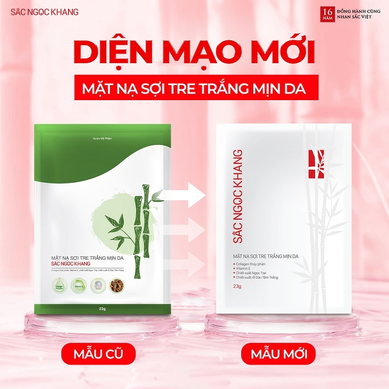 Set 10 Mặt Nạ sợi tre dưỡng trắng mịn da Sắc Ngọc Khang 25g/miếng