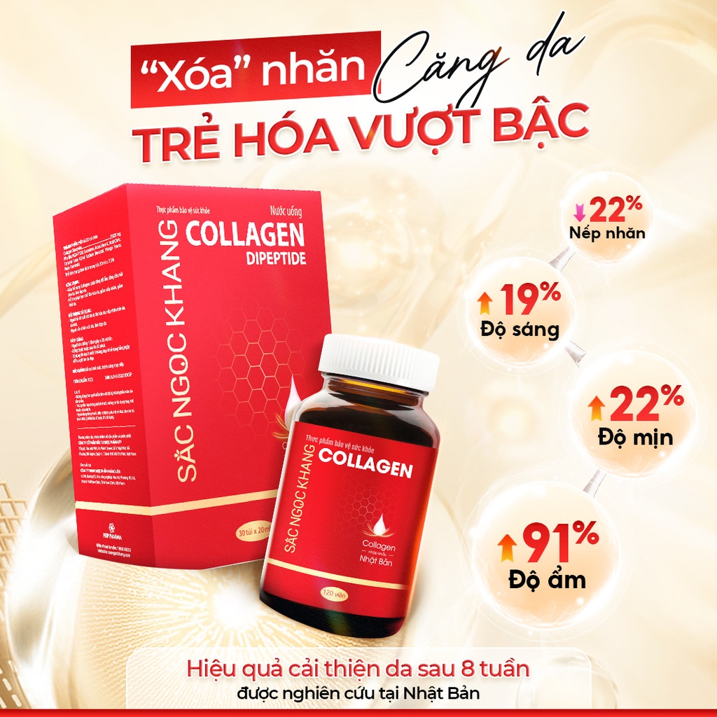 Combo 2 Nước Uống Collagen Dipeptide Mờ Nếp Nhăn - Dưỡng Ẩm Mịn Sắc Ngọc Khang - Liệu trình 2 tháng