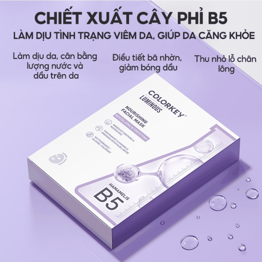 (Không vỏ) Mặt nạ giấy Colorkey Luminous Vitamin B5 Facial Mask - Mặt nạ cấp ẩm phục hồi 25ml / miếng