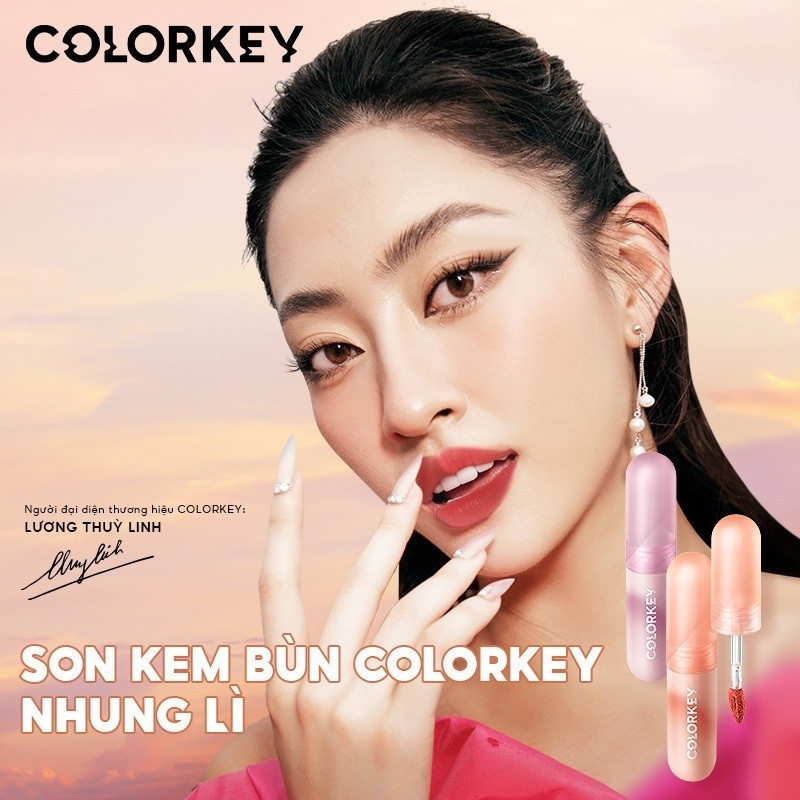 Son môi COLORKEY Lip Mud Mousse Lip Stick màu nhung mờ xinh xắn 2g - son kem bùn color key lâu trôi