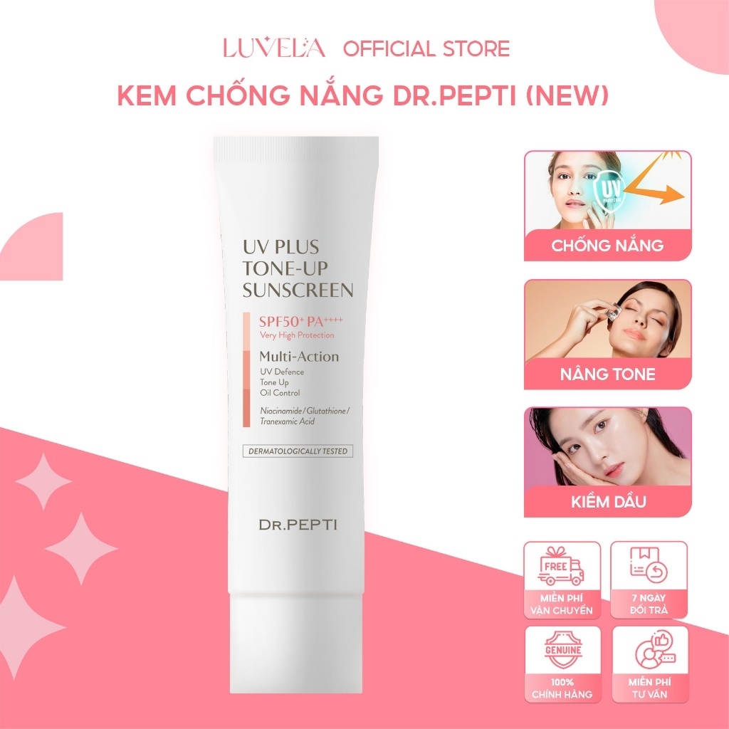 Kem chống nắng Dr.Pepti Plus Tone up - Blue Serenity UV Sunscreen  SPF50+ PA++++ 50ml  mẫu mới