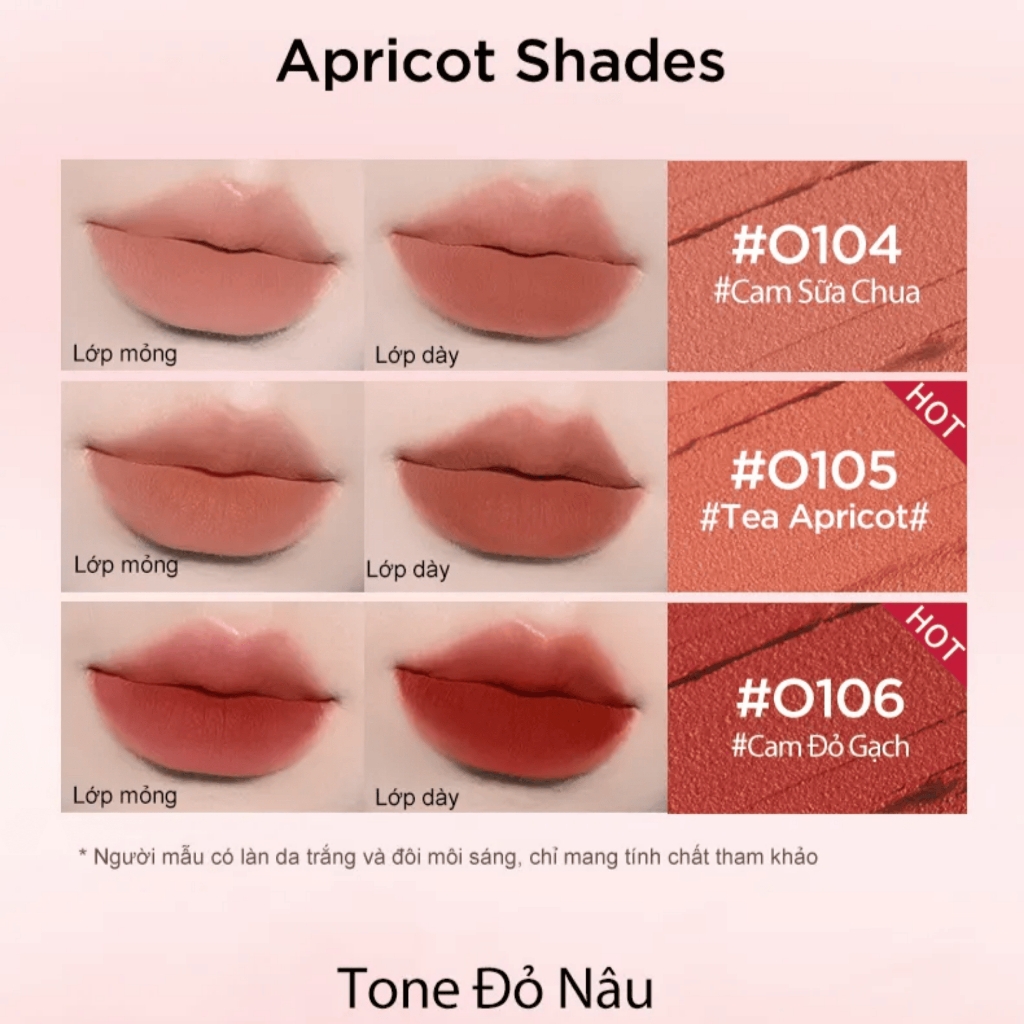 Son môi COLORKEY Lip Mud Mousse Lip Stick màu nhung mờ xinh xắn 2g - son kem bùn color key lâu trôi