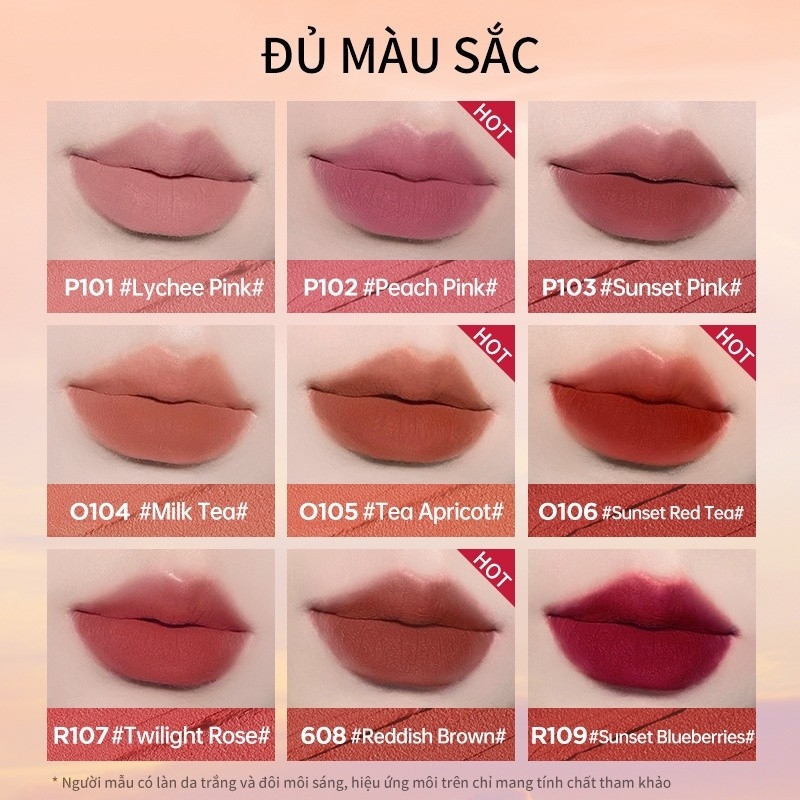 Son môi COLORKEY Lip Mud Mousse Lip Stick màu nhung mờ xinh xắn 2g - son kem bùn color key lâu trôi
