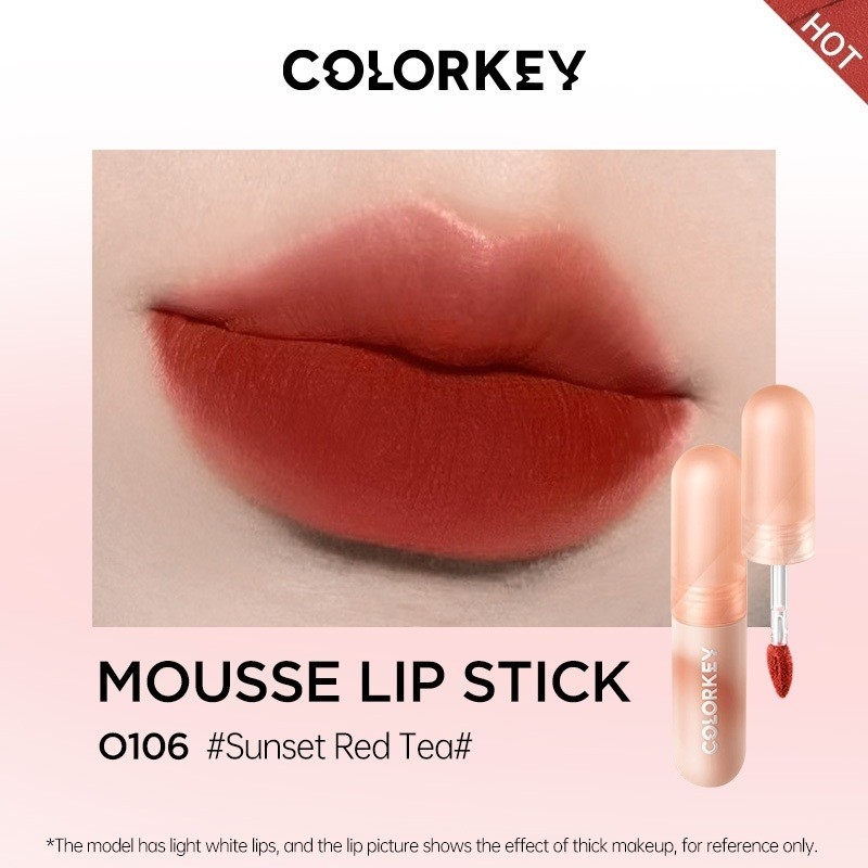 Son môi COLORKEY Lip Mud Mousse Lip Stick màu nhung mờ xinh xắn 2g - son kem bùn color key lâu trôi