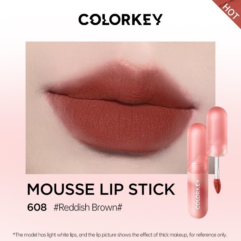 Son môi COLORKEY Lip Mud Mousse Lip Stick màu nhung mờ xinh xắn 2g - son kem bùn color key lâu trôi