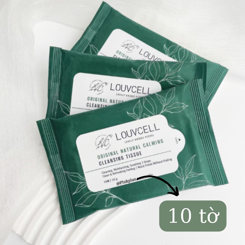 Khăn ướt tẩy trang dưỡng ẩm dịu nhẹ cho da Louv Cell Original Natural Calming Cleansing Tissue 10 tờ