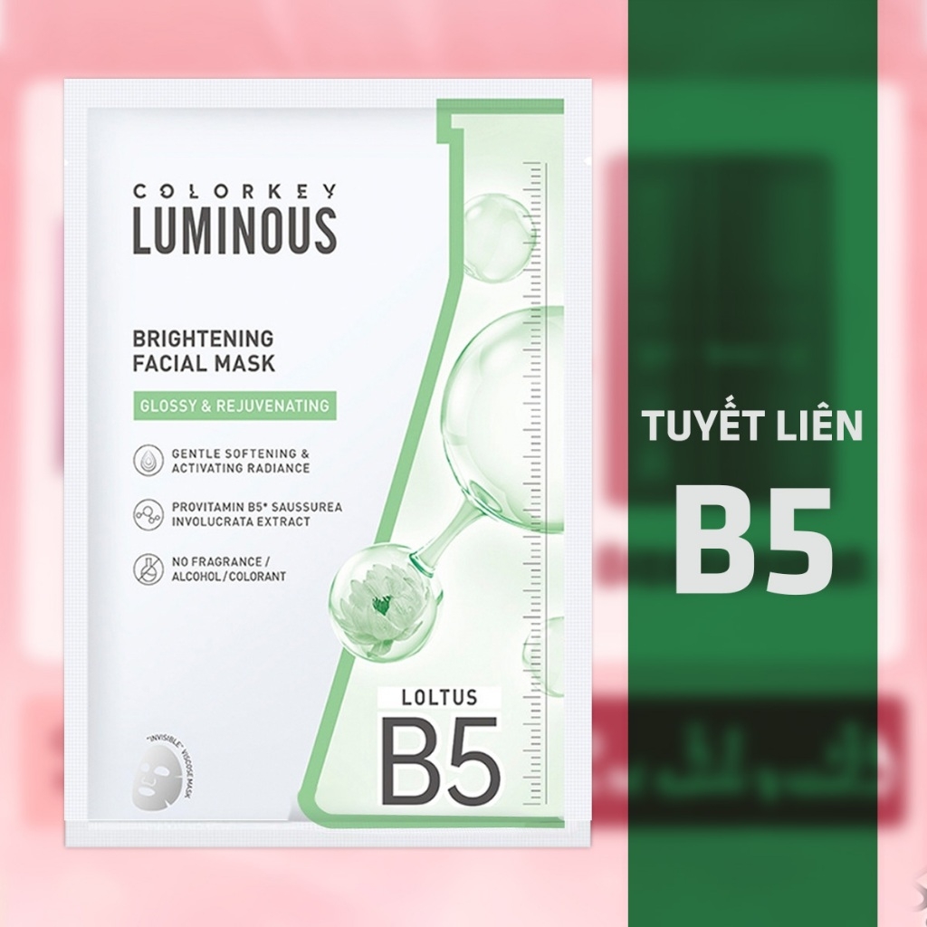 (Không vỏ) Mặt nạ giấy Colorkey Luminous Vitamin B5 Facial Mask - Mặt nạ cấp ẩm phục hồi 25ml / miếng
