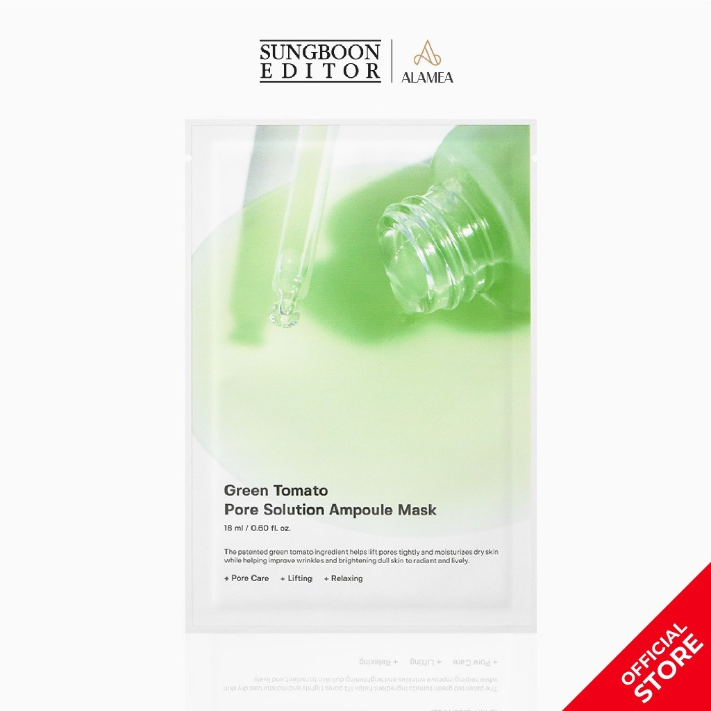 Mặt nạ kiềm dầu , cấp ẩm Sungboon Editor Green Tomato Pore Solution Ampoule Mask cà chua xanh 18ml