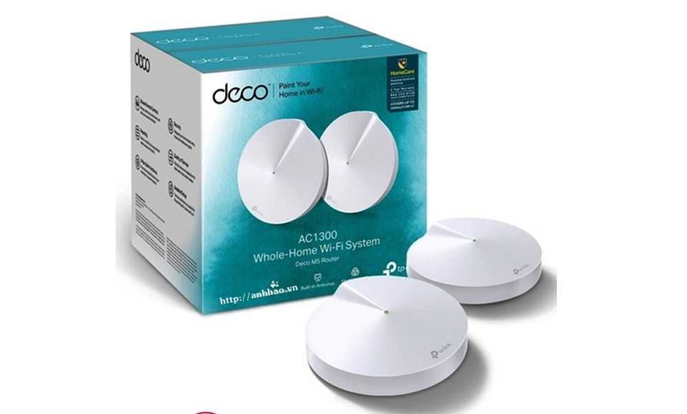 Hệ thống Wifi Mesh TPLink DECO M5 (2 PACK) Băng tần hỗ trợ 2.4 GHz / 5 GHz. Chuẩn kết nối: 802.11 a/b/g/n/ac.