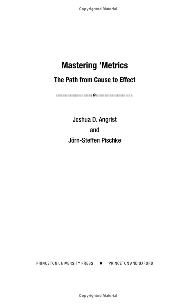 Mastering 'Metrics: The Path from Cause to Effect