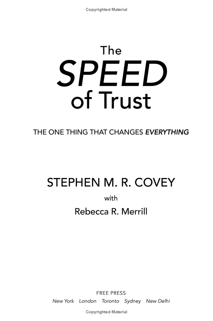 The Speed Of Trust
