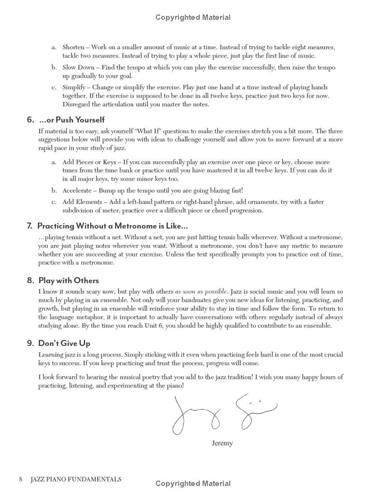 Jazz Piano Fundamentals: Explanations, Exercises, Listening Guides, and Practice Plans for the First Six Months of Study