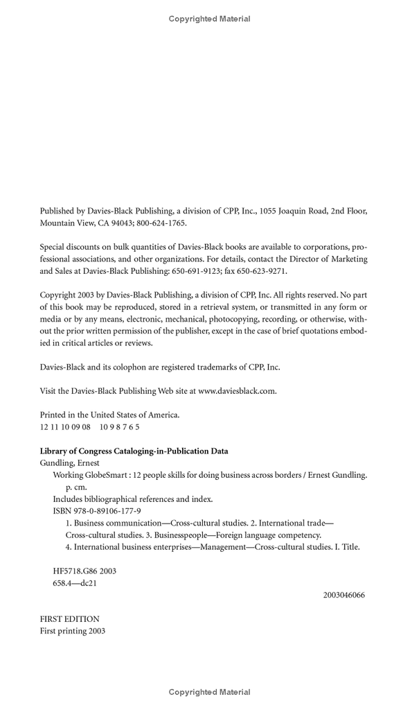 Working Globesmart: 12 People Skills for Doing Business Across Borders