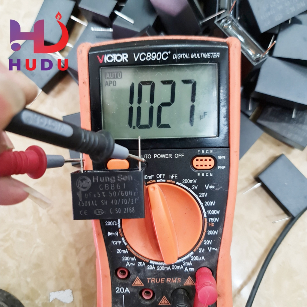 Tụ quạt 1UF - 450V chân kim HungSen