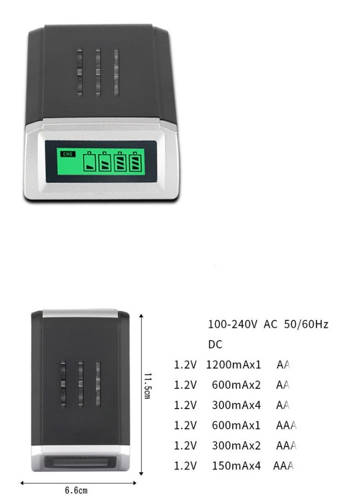 Sạc 4 pin mic AA - AAA có hiển thị và nắp đậy - tự ngắt
