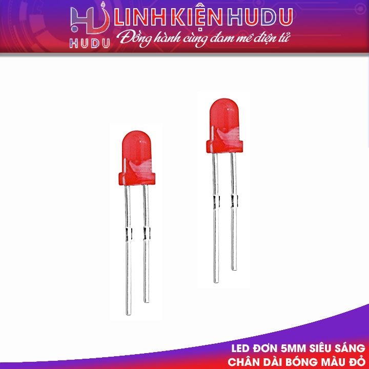 50 bóng Màu đỏ Led đơn 5mm chân dài