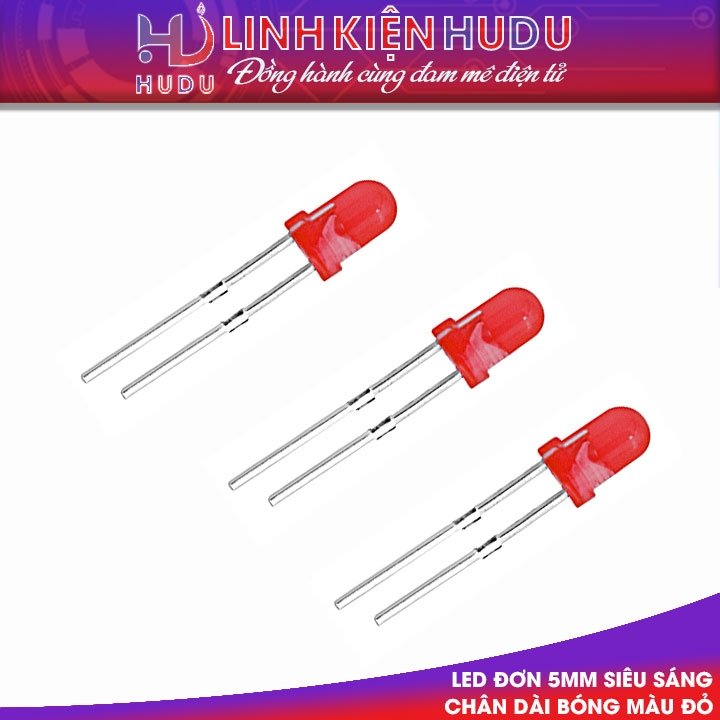50 bóng Màu đỏ Led đơn 5mm chân dài