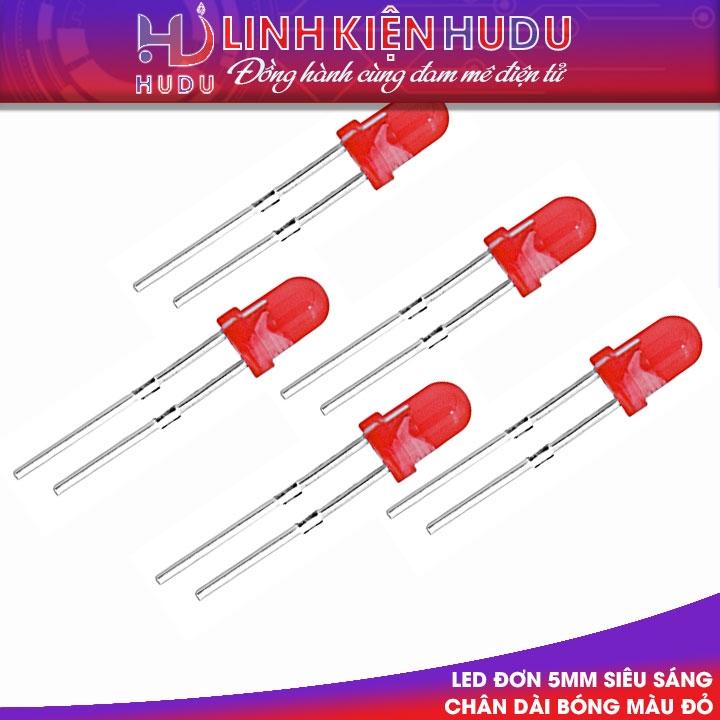 50 bóng Màu đỏ Led đơn 5mm chân dài