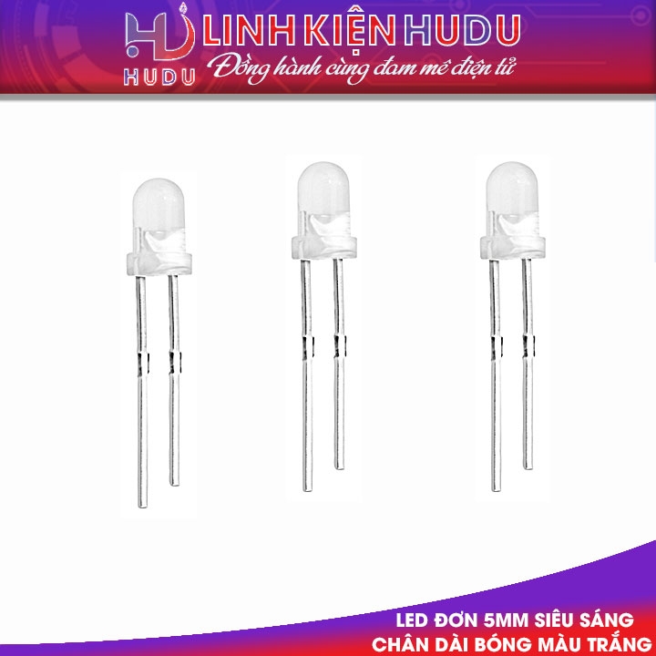 50 bóng Màu trắng Led đơn 5mm chân dài