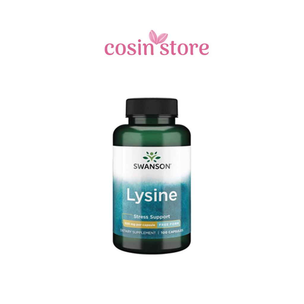 Viên uống Swanson L-Lysine - Free Form 500mg 100 viên Lysine hỗ trợ giảm cân thẳng phát triển cơ