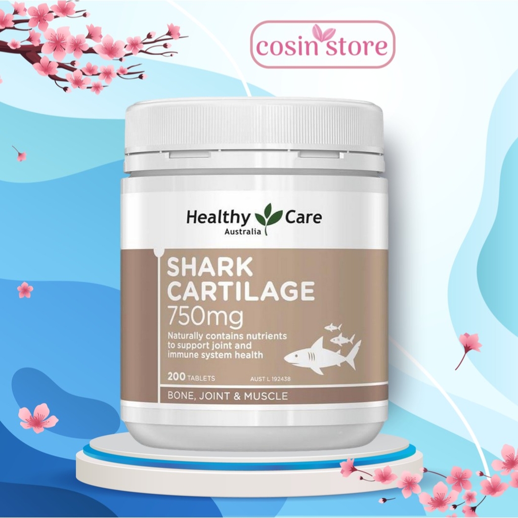 Viên uống Shark Cartilage 750mg Sụn Vi Cá Mập Healthy Care 200 viên Hỗ trợ xương khớp Cosin Store