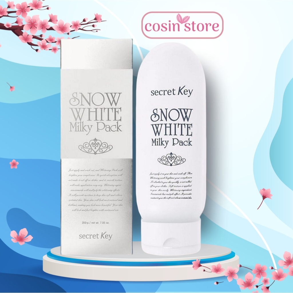 Kem Tắm Trắng Secret Key Snow White Milky Pack 200g Dưỡng Trắng Da Hiệu Quả Mềm Mại Cosin Store