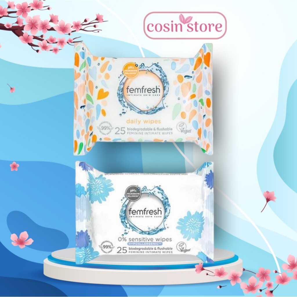 Khăn ướt vệ sinh vùng kín Femfresh Intimate Skincare Daily Wipes 25 tờ cao cấp hàng ngày của Anh Quốc shop Cosin Store