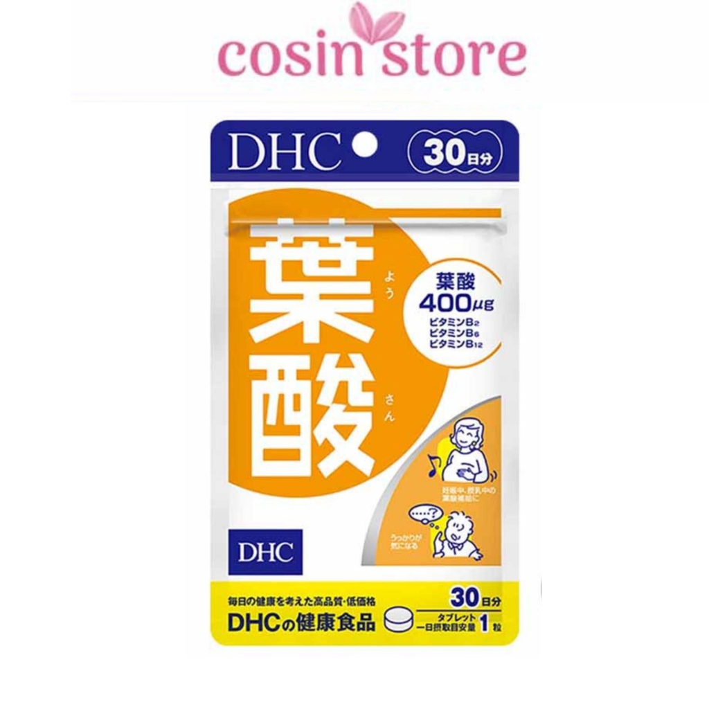 Viên uống vitamin dành cho Bà bầu DHC Folic Acid 30 viên Dùng 30 Ngày Cosin Store Ngăn ngừa dị tật thai nhi