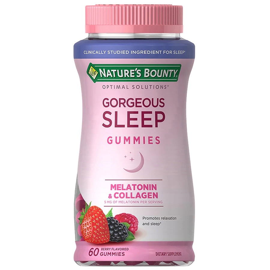 Kẹo Dẻo Nature's Bounty Gorgeous Sleep Gummies 60 viên Hỗ Trợ điều hòa giấc ngủ với melatonin collagen