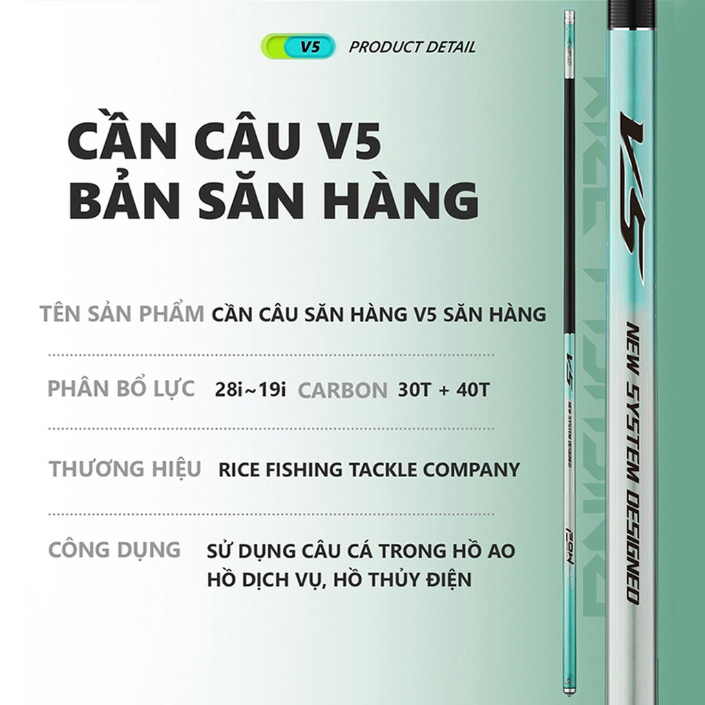 Cần câu đài Săn Hàng V5 CC-24 Rice Fishing cân mọi loại cá lớn