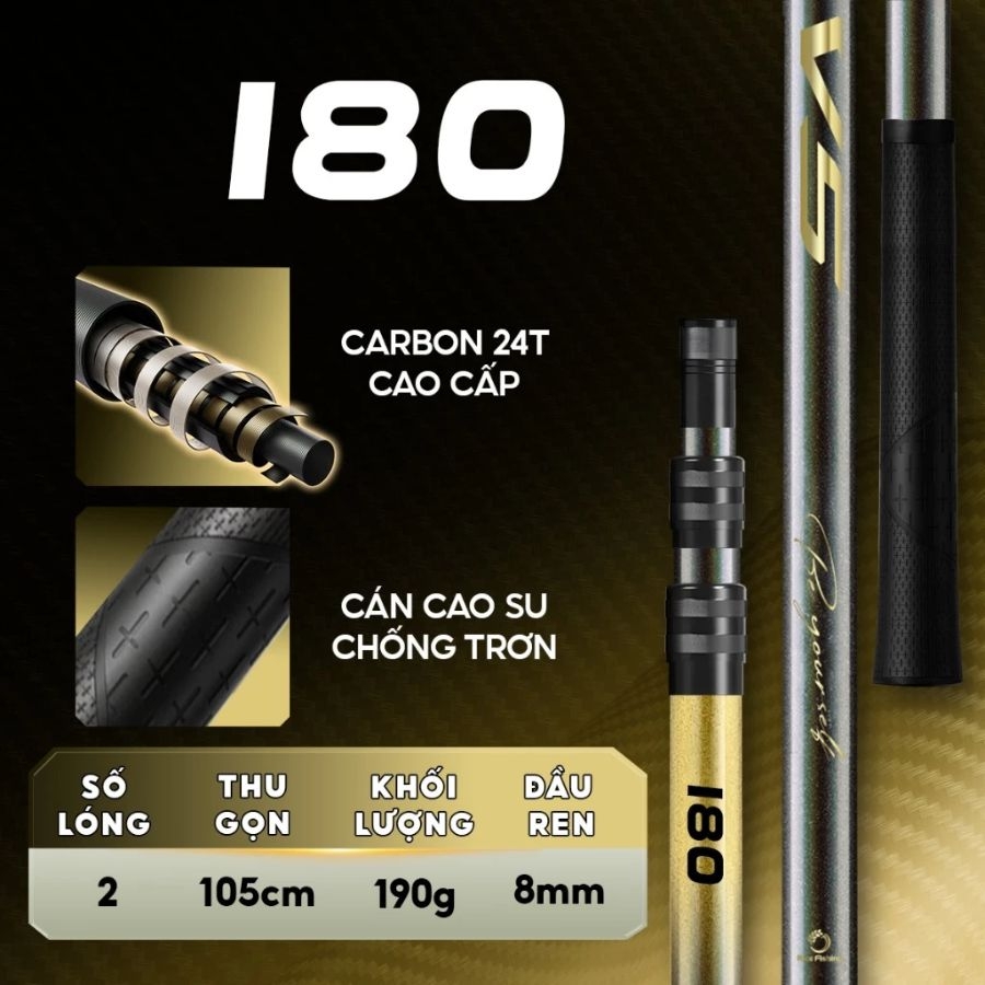 Cán vợt carbon câu đài V5 Rice Fishing KK-68  chất liệu Carbon 24T cao cấp