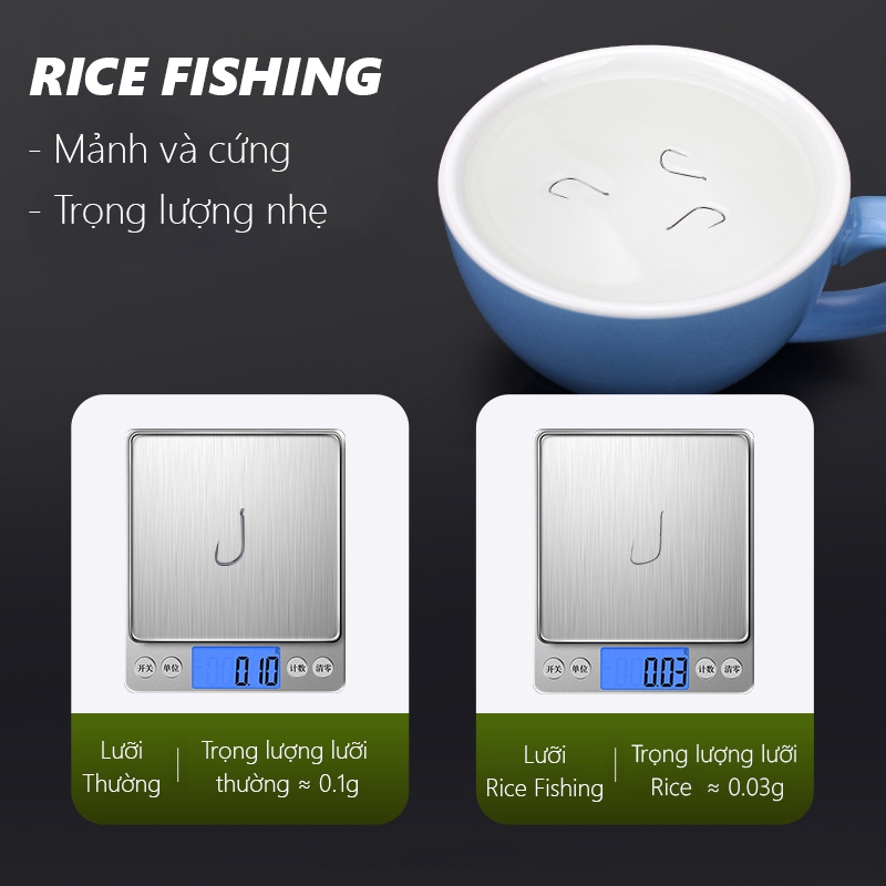 Hộp 30 lưỡi câu nanh sói LC-25 Rice Fishing
