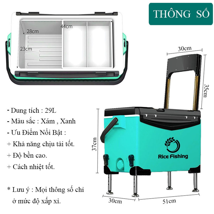Thùng câu đài có tựa Rice Fishing KK-41