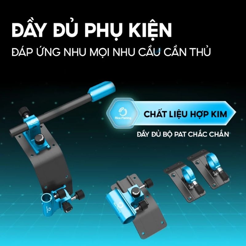 Thùng câu đài V5 KK-62 Rice Fishing chân địa hình phiên bản mới