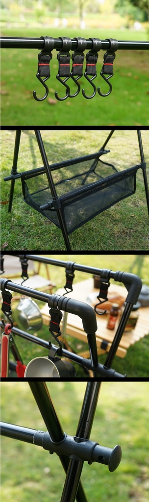 Giá treo đồ cắm trại gấp gọn tiện dụng, Giá móc đồ dã ngoại nhỏ gọn hợp kim nhôm đa năng có túi đựng