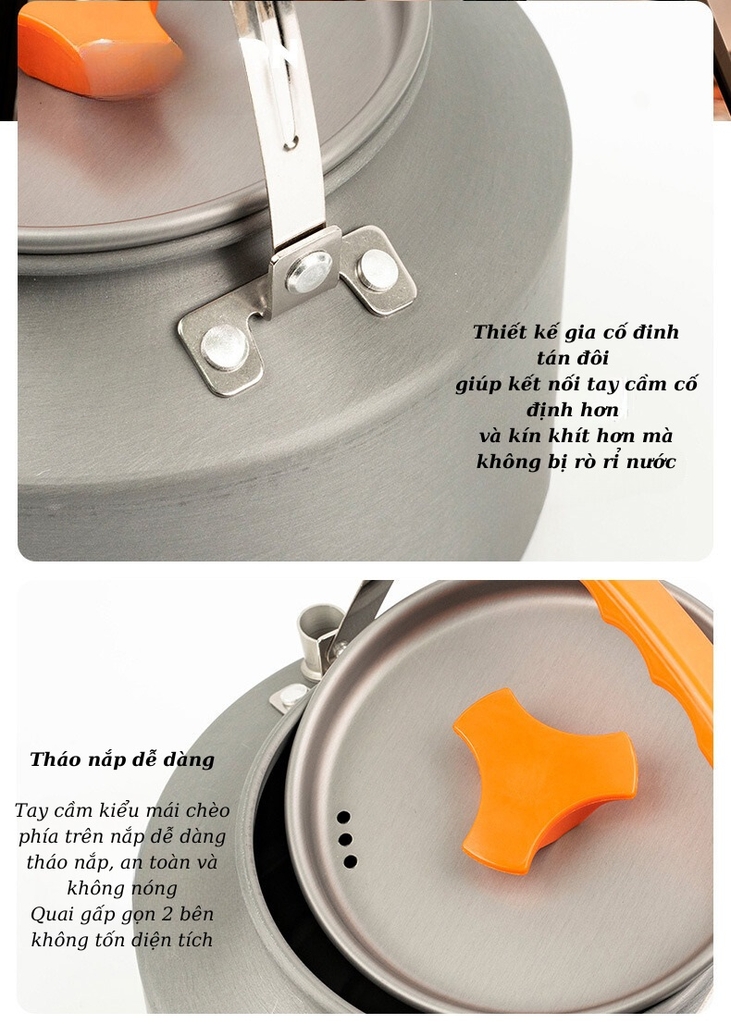 Ấm đun nước, siêu đun nước gấp gọn có túi đựng cắm trại dã ngoại du lịch nhà bếp chính hãng