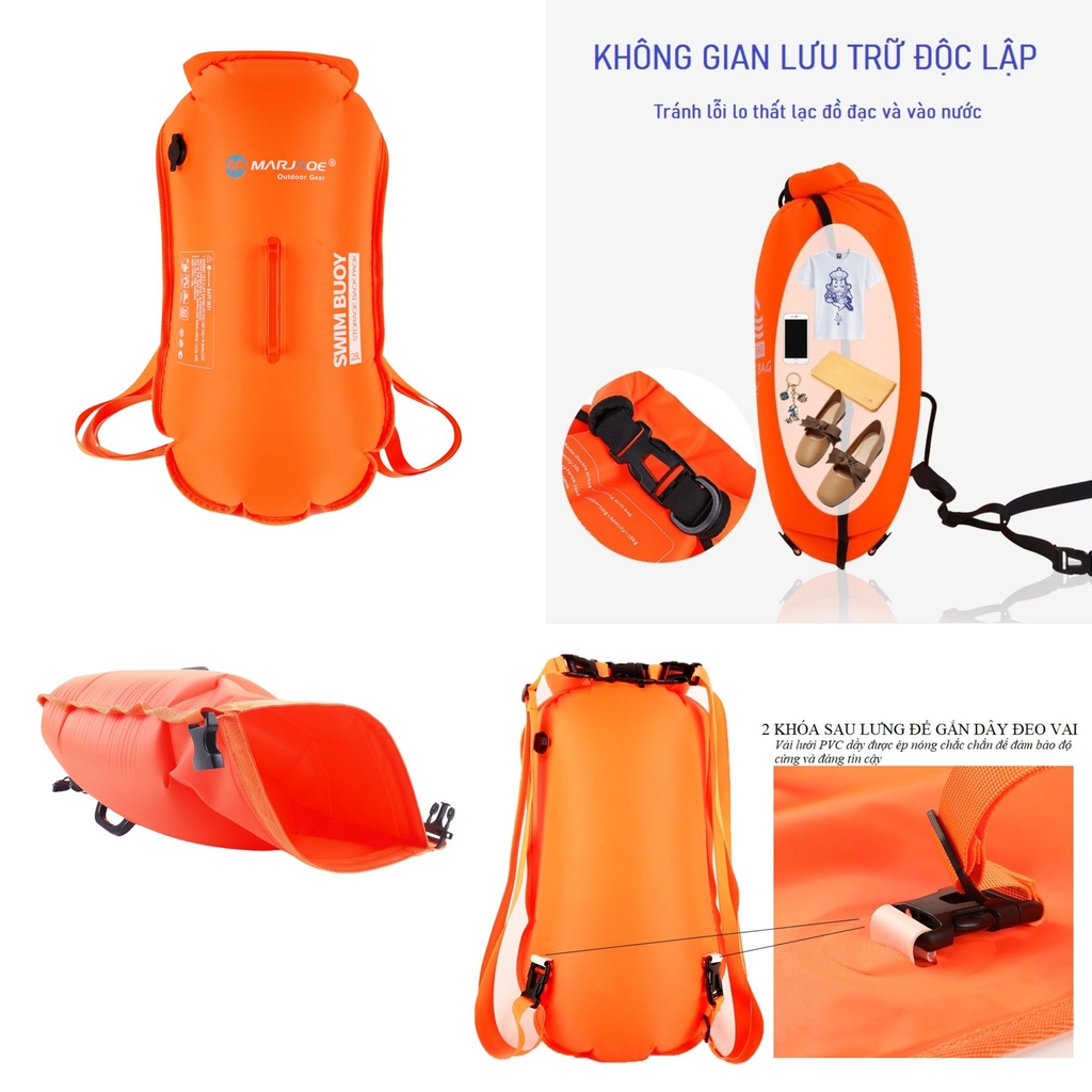 Túi đựng đồ chống nước kiêm phao bơi có quai đeo, túi kháng nước, ba lô chống thấm nước ngoài trời