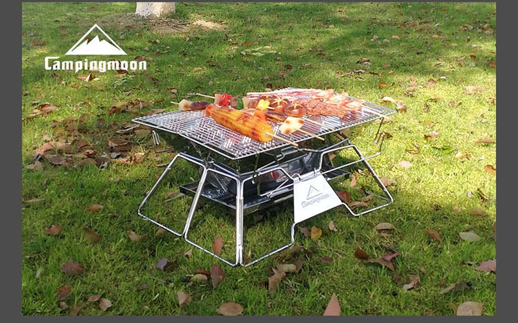 Bếp nướng gấp gọn có túi đựng cắm trại dã ngoại du lịch, bếp than chính hãng Campingmoon MT3
