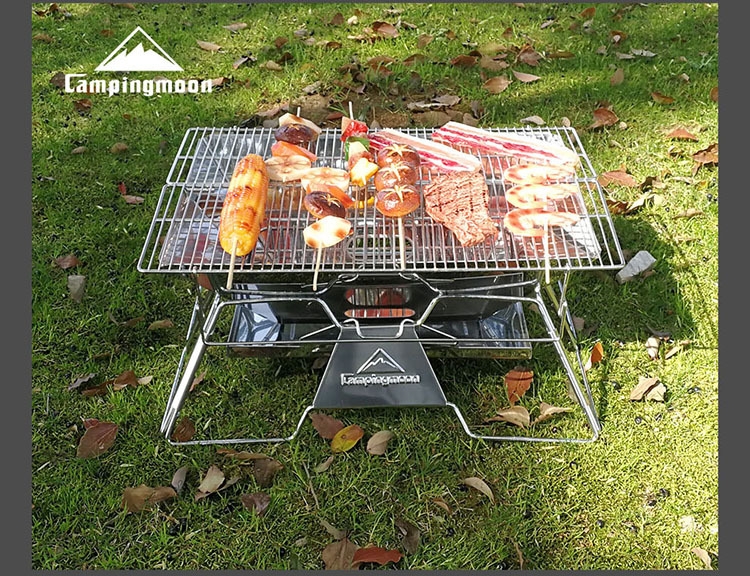 Bếp nướng gấp gọn có túi đựng cắm trại dã ngoại du lịch, bếp than chính hãng Campingmoon MT3