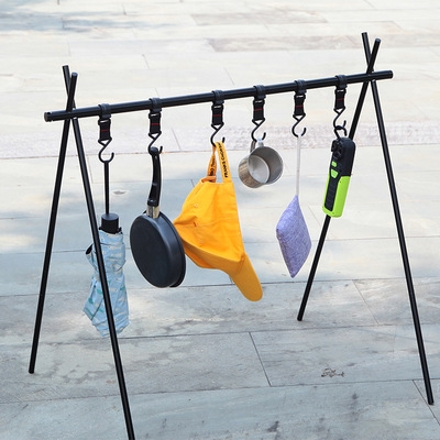 Giá treo đồ cắm trại gấp gọn tiện dụng, Giá móc đồ dã ngoại nhỏ gọn hợp kim nhôm đa năng có túi đựng