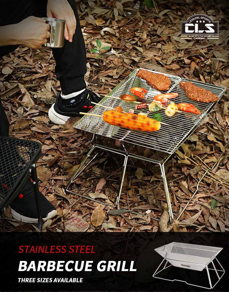Bếp nướng inox ngoài trời di động gấp gọn, bếp than dã ngoại 3-5 người bếp nướng than hoa Selpa