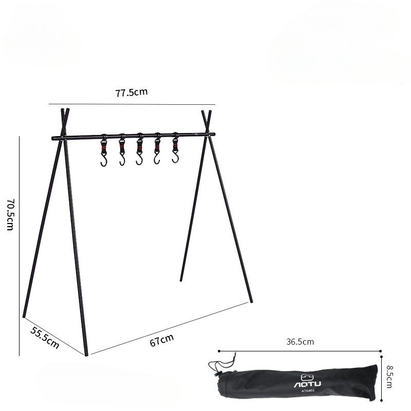 Giá treo đồ cắm trại gấp gọn tiện dụng, Giá móc đồ dã ngoại nhỏ gọn hợp kim nhôm đa năng có túi đựng