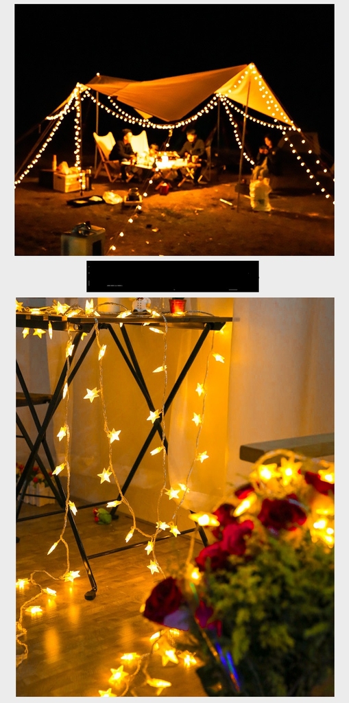 Đèn led dây dài 10mx80 bóng ngôi sao màu vàng