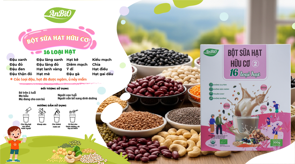 Anbip Bột sữa hạt hữu cơ số 2 (16 Loại Hạt)