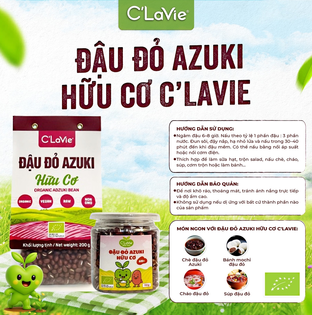 Đậu đỏ Azuki hữu cơ C'LaVie 200g