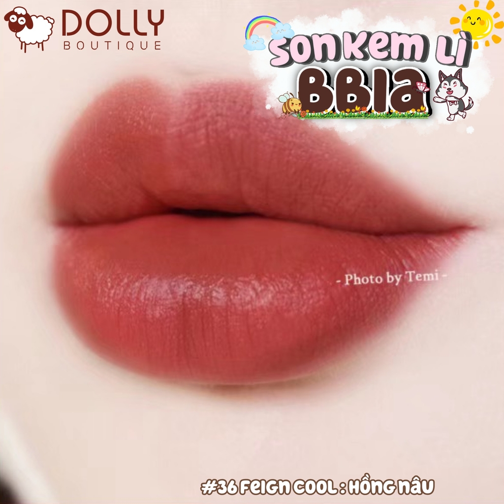 Son Kem Bbia Last Velvet Lip Tint 36 Feign Cool Hồng Nâu