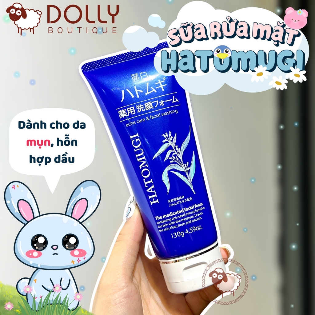 Sữa Rửa Mặt Ngừa Mụn, Sáng Da Hatomugi Acne Care & Facial Washing 130g